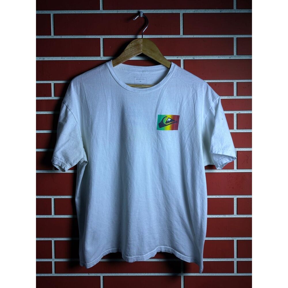 Quiksilver Rasta Logo Graphic T-Shirt White Men's XL